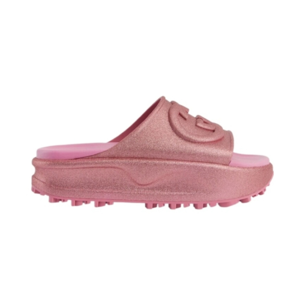 Gucci Pink Glitter Slides Sandals Sz 36